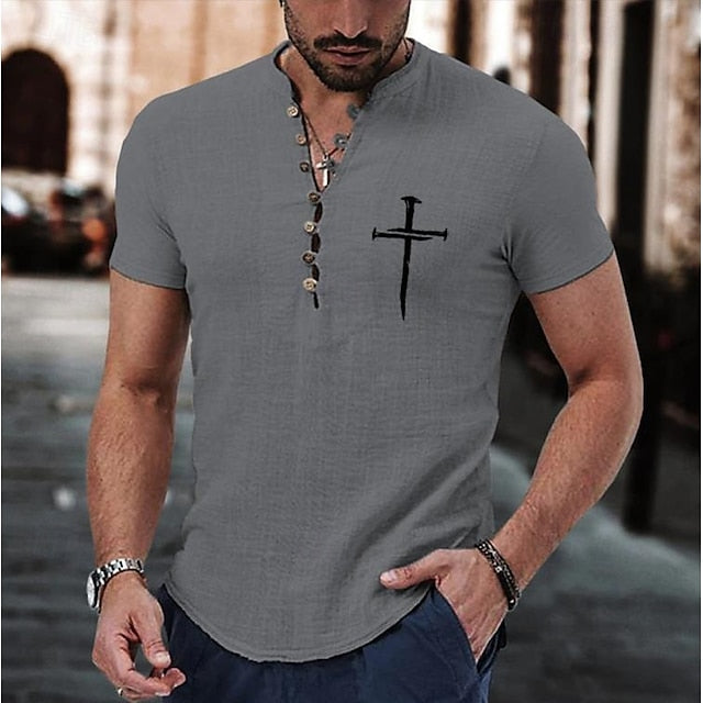 Shirt Summer Popover Beach Men's Casual