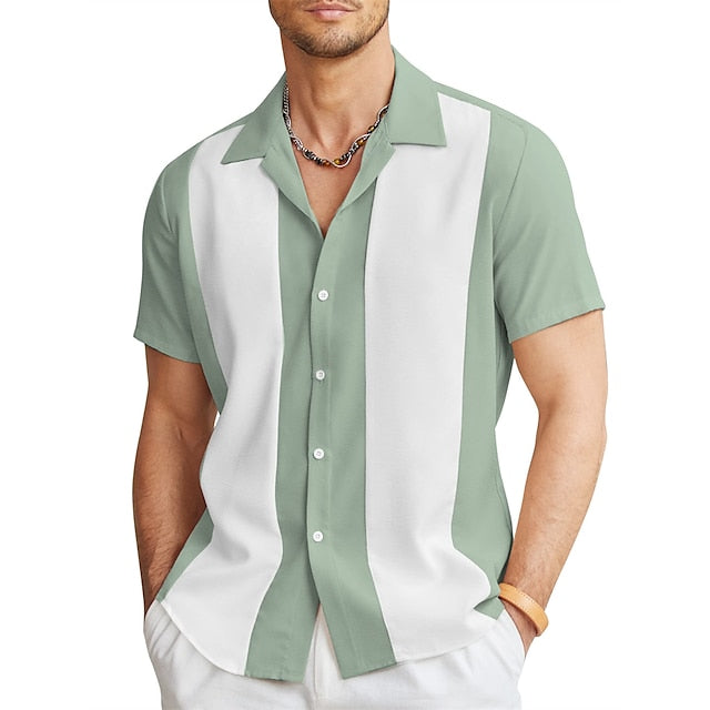 Shirt Summer Casual Men's Button Bowling