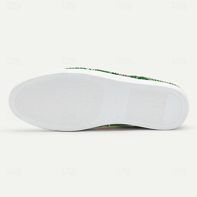 Green Comfortable Men's Jacquard Low-Top Fabric Sneakers