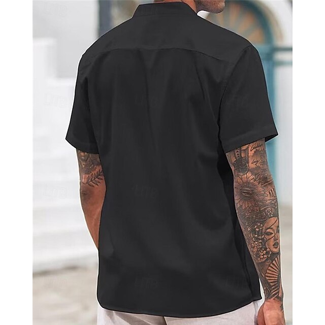 Men's Shirt Cotton Linen Casual Plain