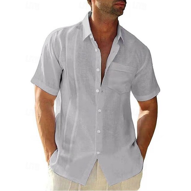 Men's Shirt Cotton Linen Casual Plain