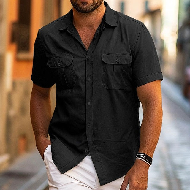 Beach Summer Casual Men's Shirt Button Up Wear
