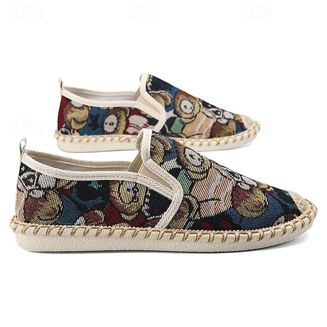 Shoes with Print Canvas Men's Animal Espadrille Slip-On