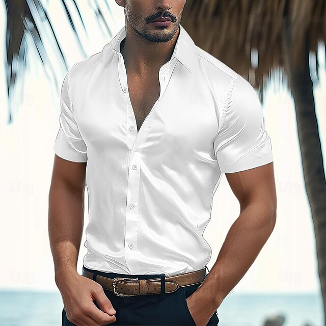 Shirt Summer Wear Casual Satin Men's Beach