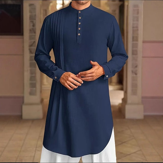 White Muslim Dark Thobe Shirt Black Blue Robe Navy Men's