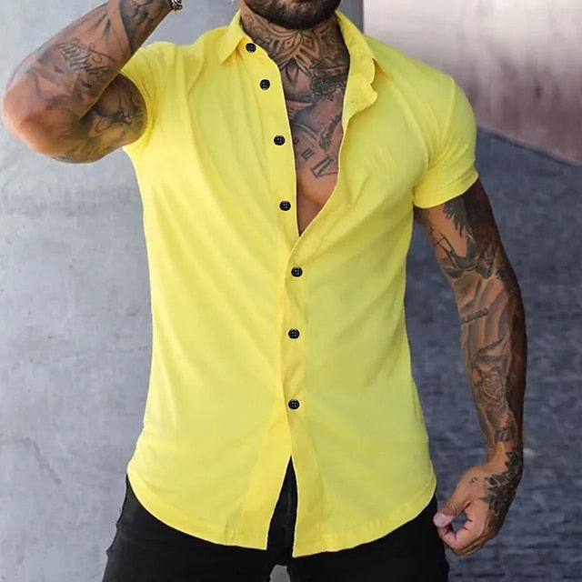 Casual Shirt Men's Up Summer Button