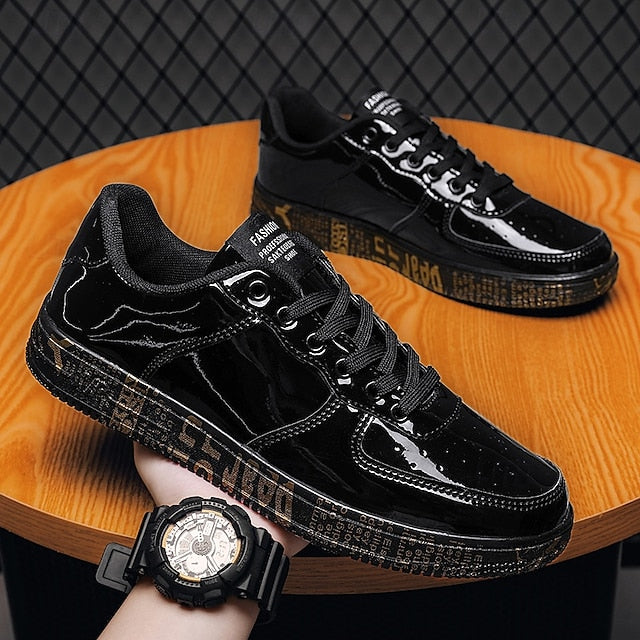 Printed Metallic Gold Sneakers Men's with Sole - Stylish