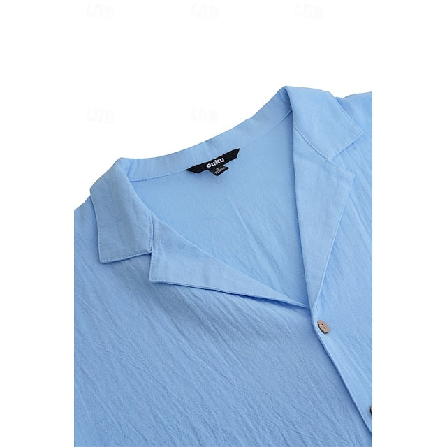 Men's Shirt Summer Black Button Wear Beach Up