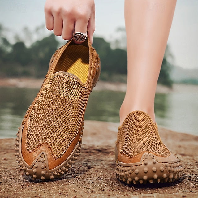 Brown Breathable Mesh with Sports Men's Sandals Upper and