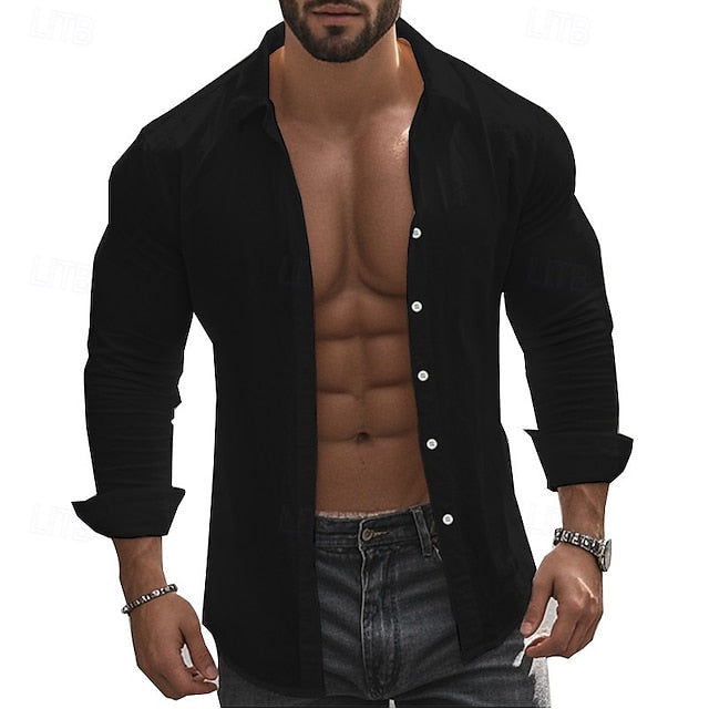 Beach Casual Up Summer Men's Shirt Button