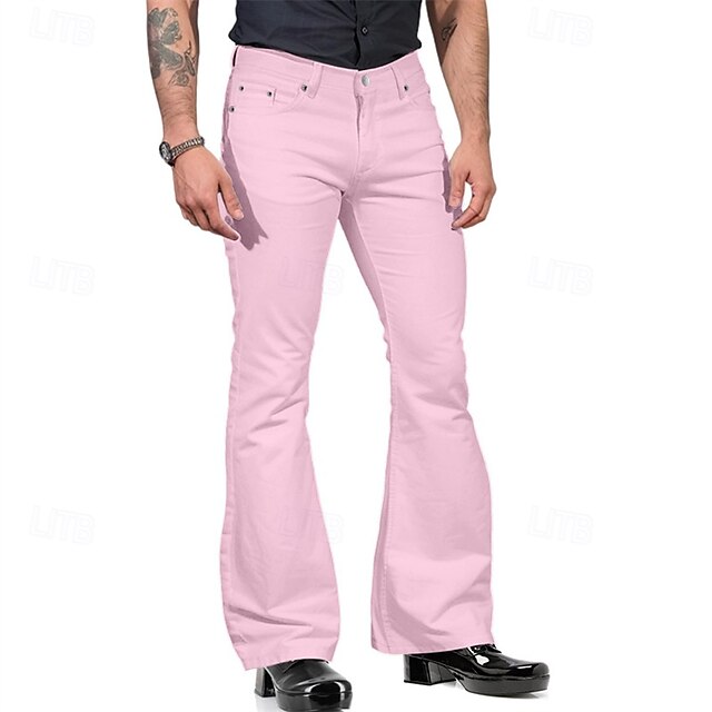 Flared Buttons Trousers Casual Pants Pocket Men's