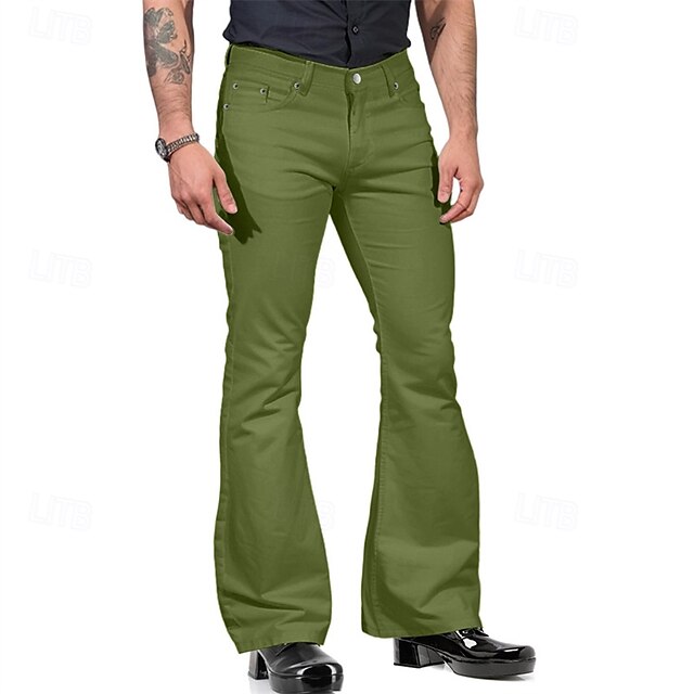 Flared Buttons Trousers Casual Pants Pocket Men's
