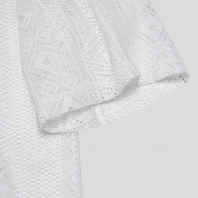 Casual Summer Button Men's Shirt Up Beach