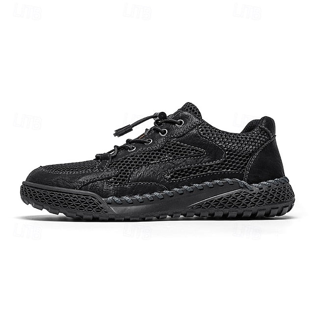 Men's Tan Breathable Mesh Lace-up with Design Sneakers