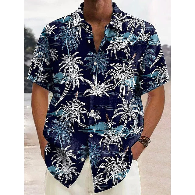 Beach Hawaiian Men's Linen Shirt Summer