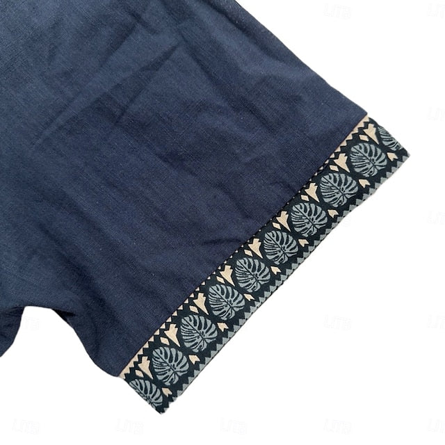 Summer Linen Beach Shirt Button Men's Up