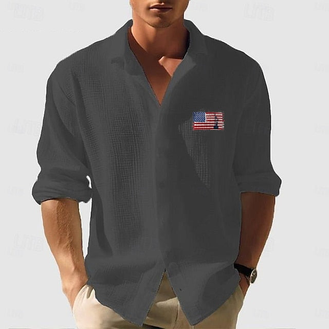 Button Summer Casual Beach Men's Up Shirt