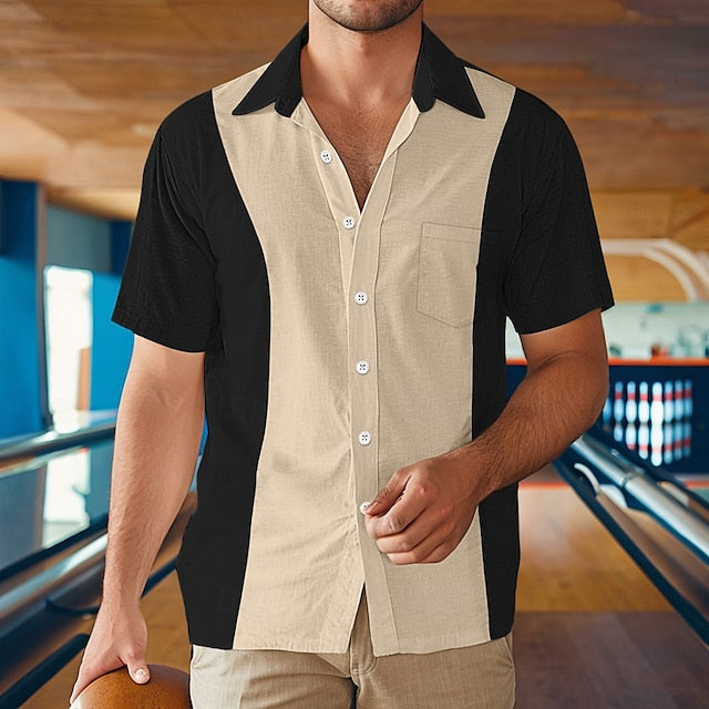 Bowling Men's Summer Button Shirt Casual