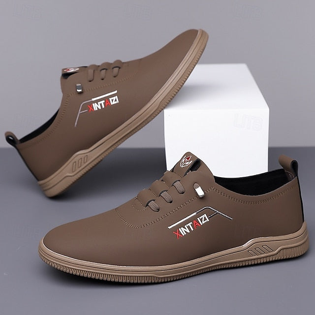 - Men's with Sneakers Shoes Comfortable Lace-Up Tan Casual