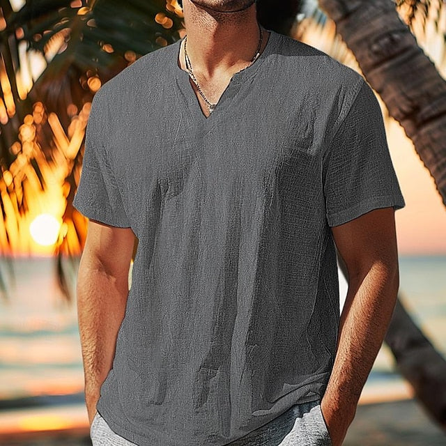 Color Beach Wear Street Solid Summer Men's Shirt