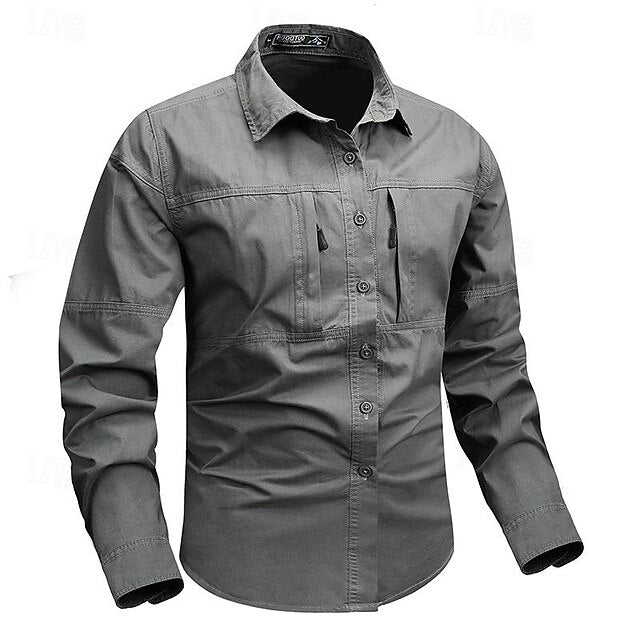 Button Men's Casual Workwear Work Shirts Shirt