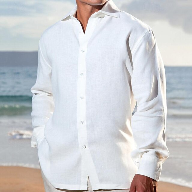 Beach Shirt Men's Up Casual Button Summer