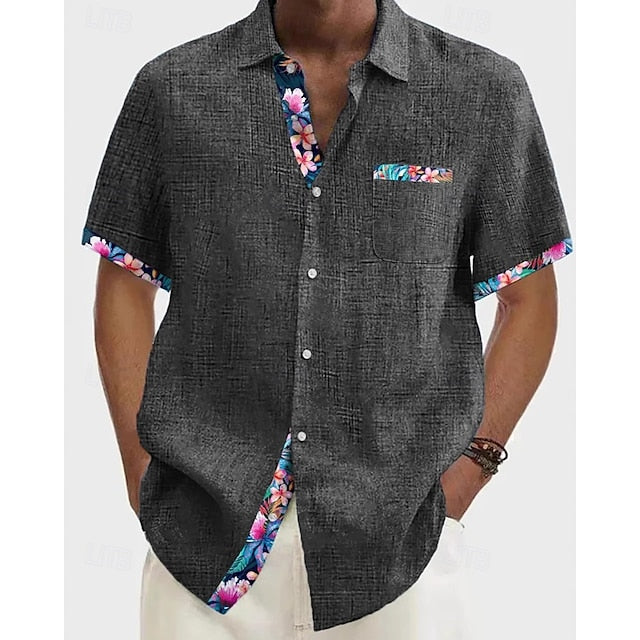 Casual Beach Up Summer Shirt Button Men's