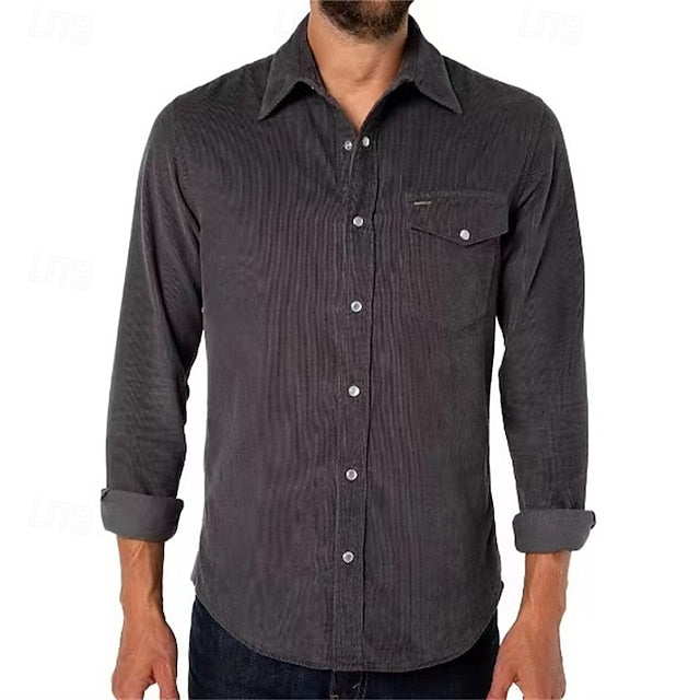 White Men's Shirt Casual Deep Flannel Blue