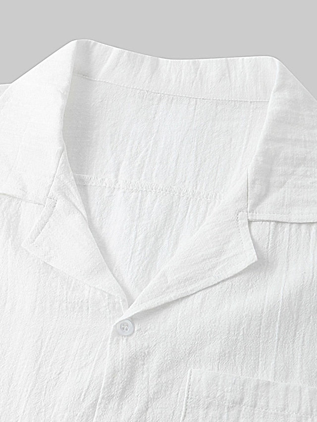 Men's White Summer Shirt Cotton Linen