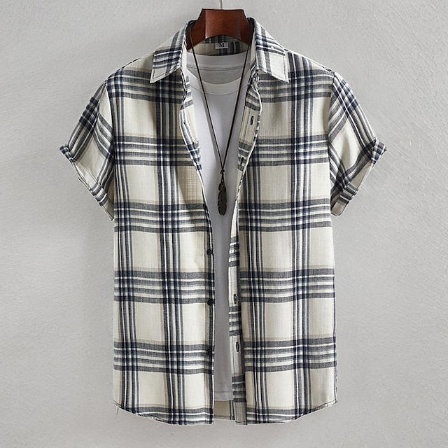 Shirt Summer Beach Casual Men's Up Button