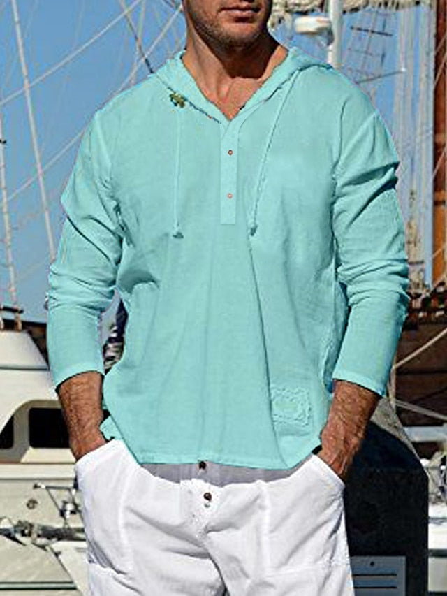 Shirt Cotton Summer Men's Linen White