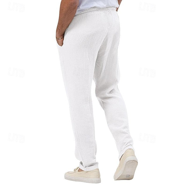Seersucker Shorts Men's Trousers Beach Pants Casual