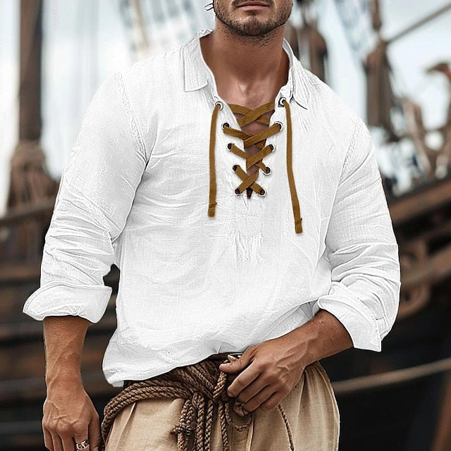 Men's Linen Shirt Summer Up Beach Button