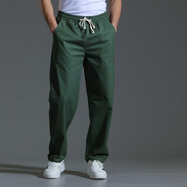 Drawstring Pocket Trousers Pants Casual Men's Waist Elastic