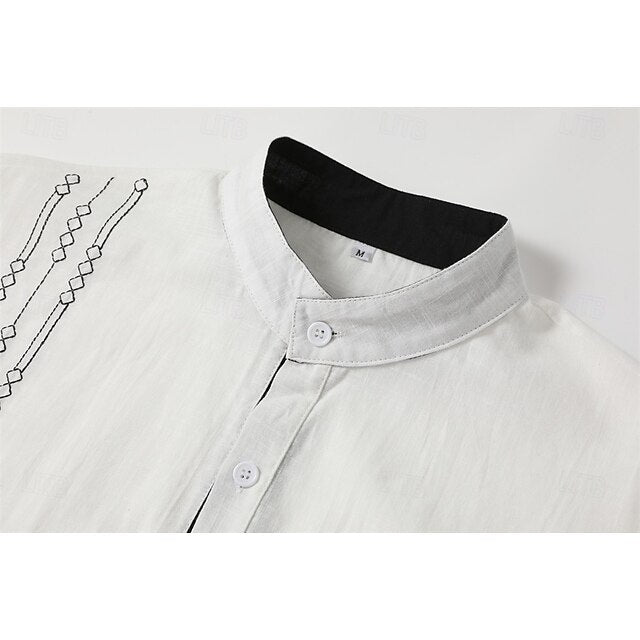Men's Beach Linen Shirt Summer Guayabera