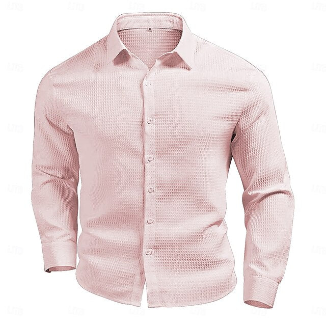 Men's Summer Knit Casual Shirt Waffle