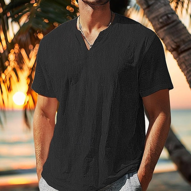 Color Beach Wear Street Solid Summer Men's Shirt
