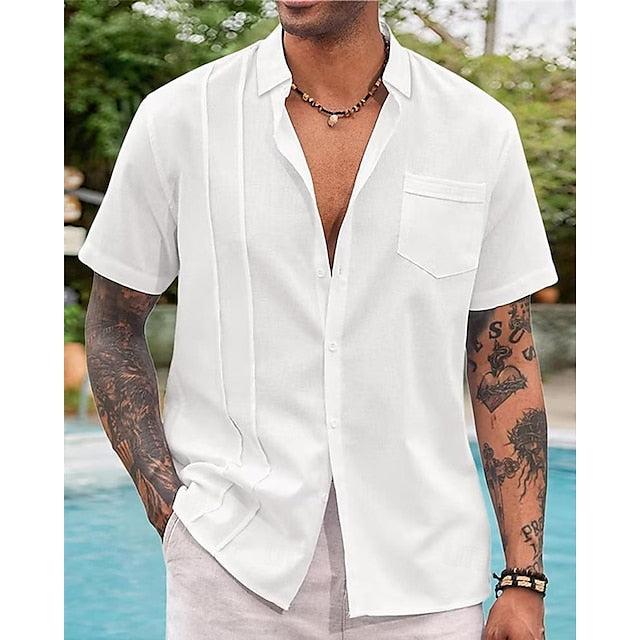 Men's Shirt Cotton Linen Casual Plain