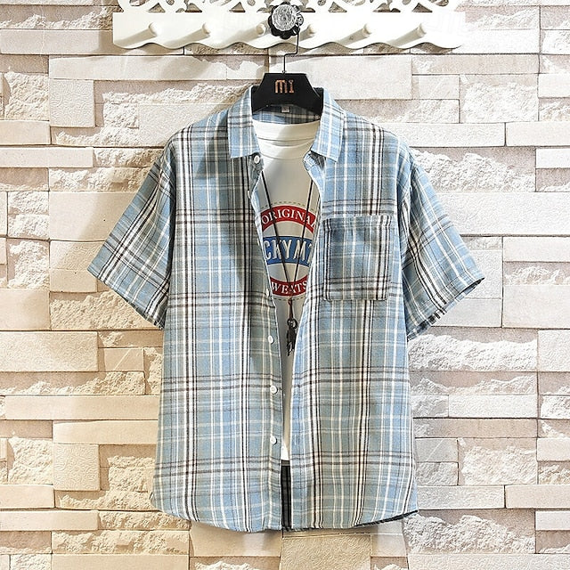 Button Shirt Beach Men's Casual Summer Up