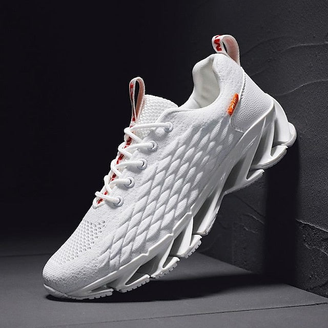 Men's Red with Blade Sole Breathable Sneakers - Running