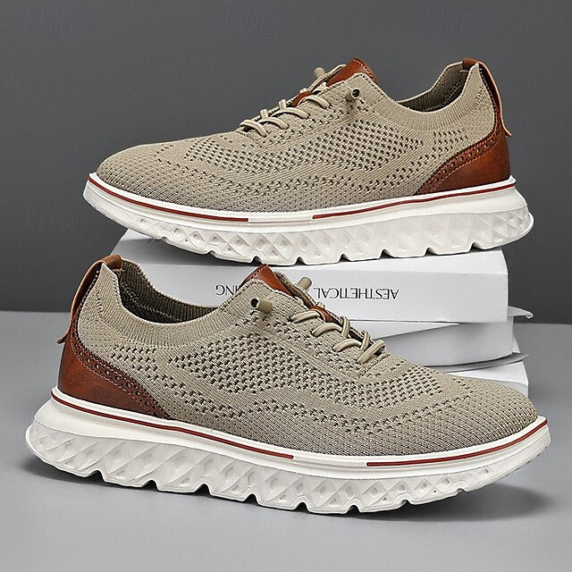 Breathable Men's Sneakers – Lightweight Knit Lace-Up