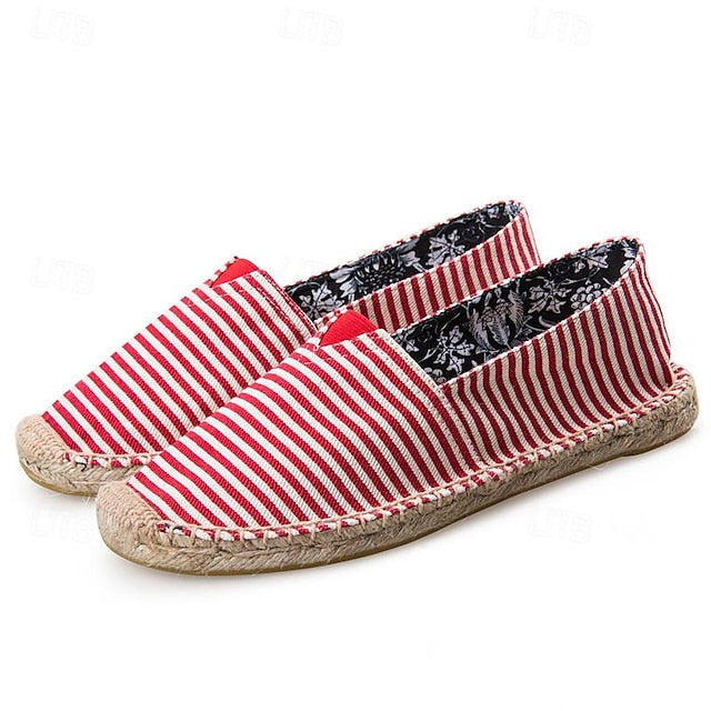 Striped Espadrilles: Red Nautical Men's and White