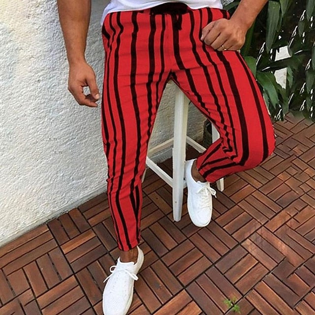 Trousers Dress Drawstring Pants Men's Pocket Elastic Chinos