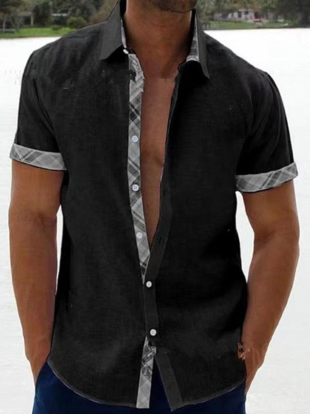 Button Summer Men's Beach Up Shirt Plain Wear