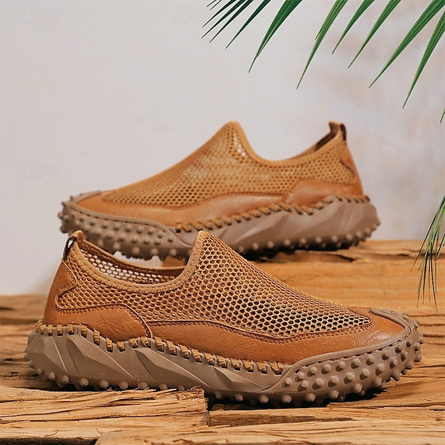 Brown Breathable Mesh with Sports Men's Sandals Upper and