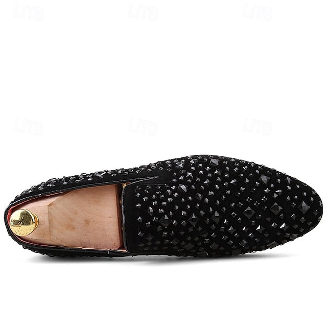 Loafers – Gothic and Prom Velvet Men's Studded Black