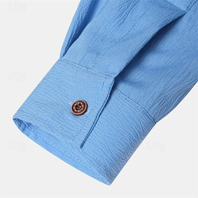 Leaf Plants Shirt Tropical Men's Linen Summer Palm