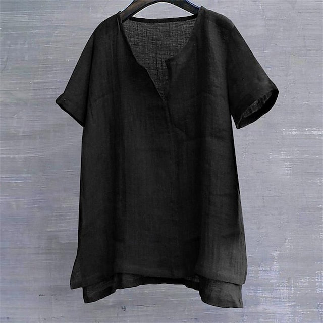 Men's Shirt Linen Cotton Casual White