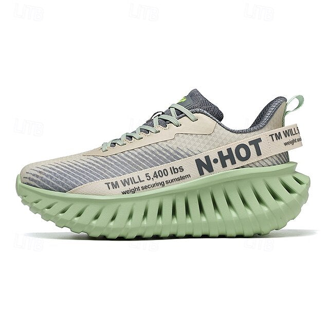 Beige Green and with Light Sneakers Running Men's