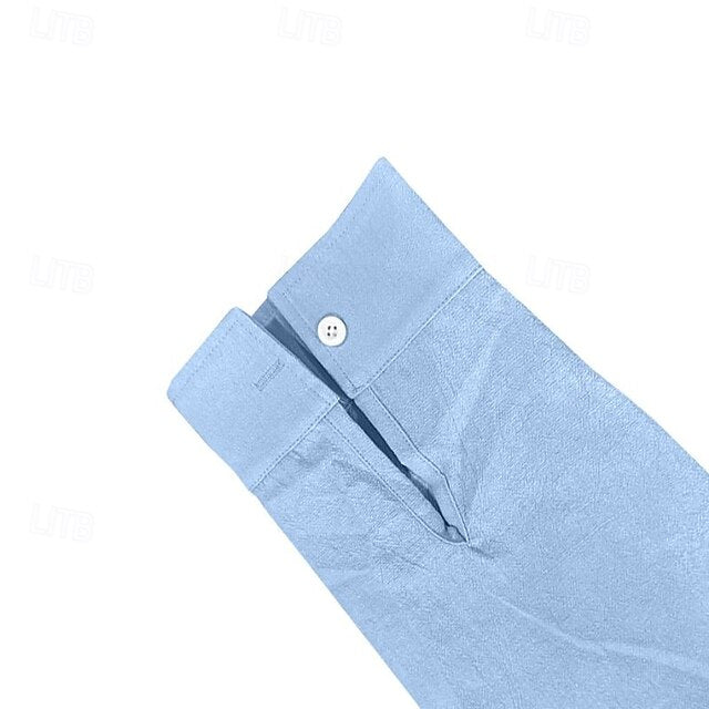 Shirt Vacation Men's Linen Cotton Plain Neck Plunging Beach